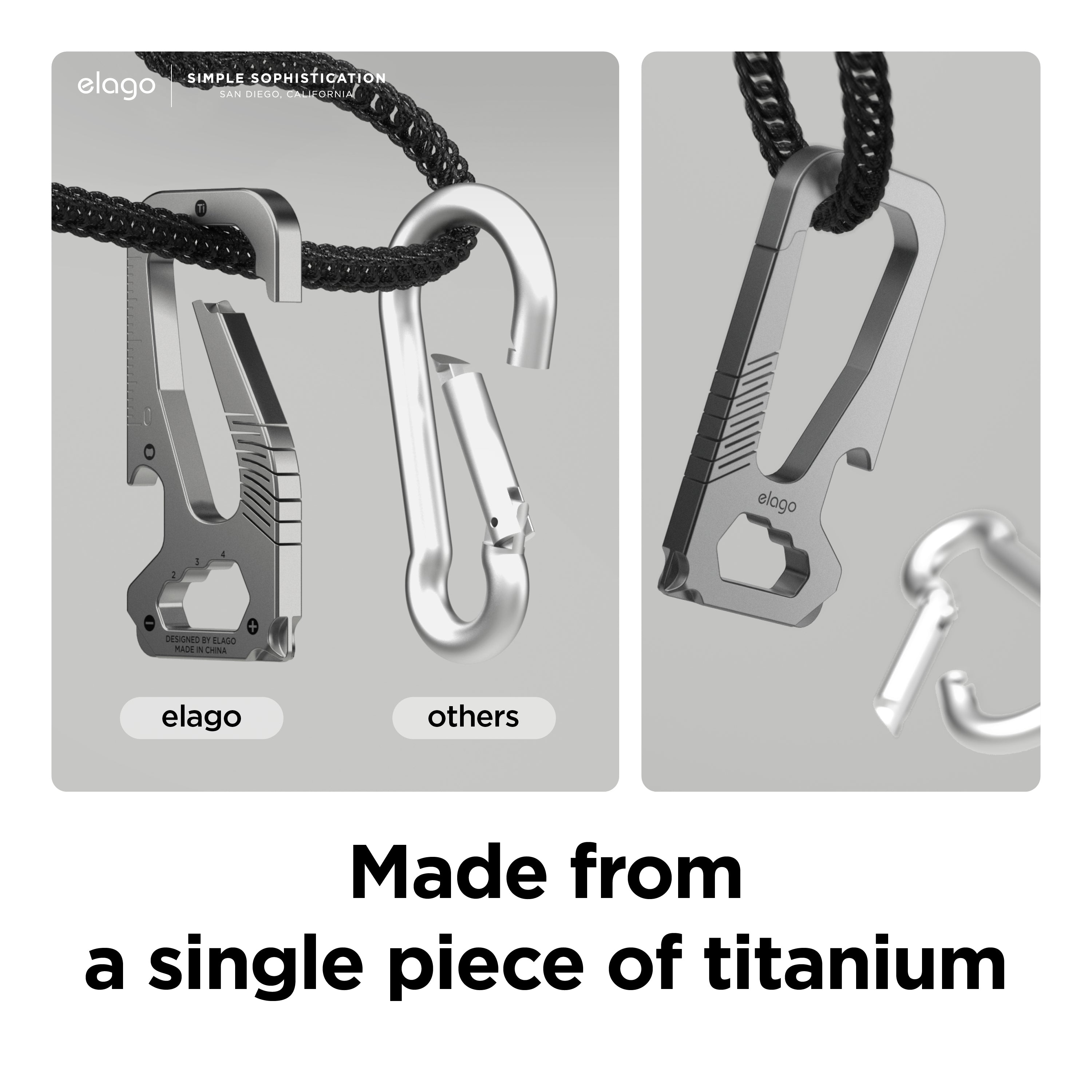 TITANER TA4 Titanium Grey Mini EDC Tools Carabiner Small Size