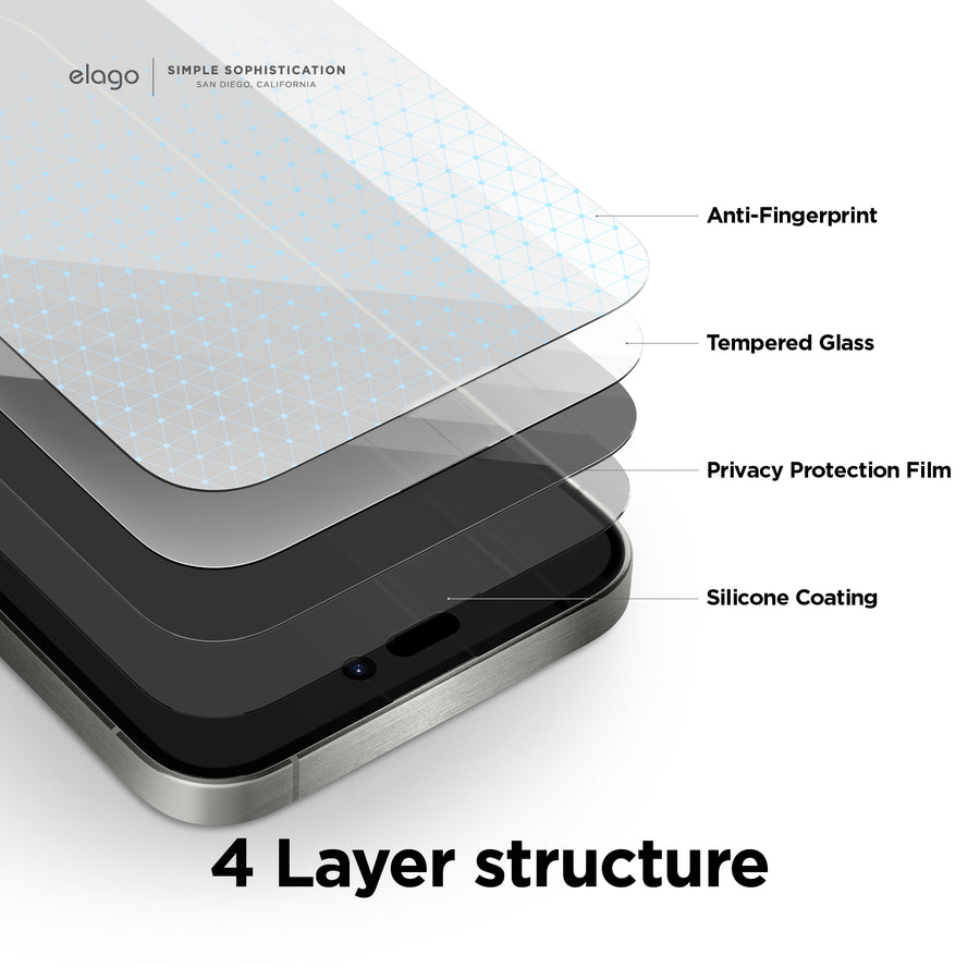Privacy Glass+ Screen Protector for iPhone 15 Pro - elago