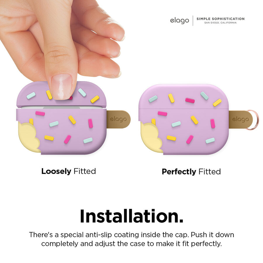 elago Ice Cream Case with Keychain Designed for AirPods 2, Designed for AirPods 1 (Blueberry)