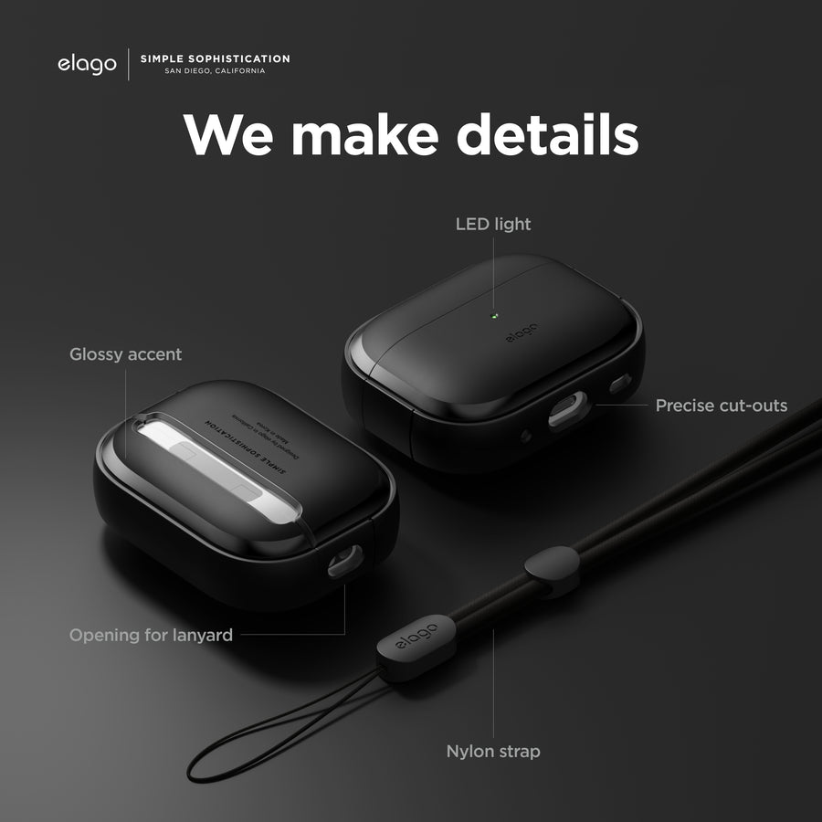 ELAGO Airpods Pro 2 • Coque Silicone • Noir